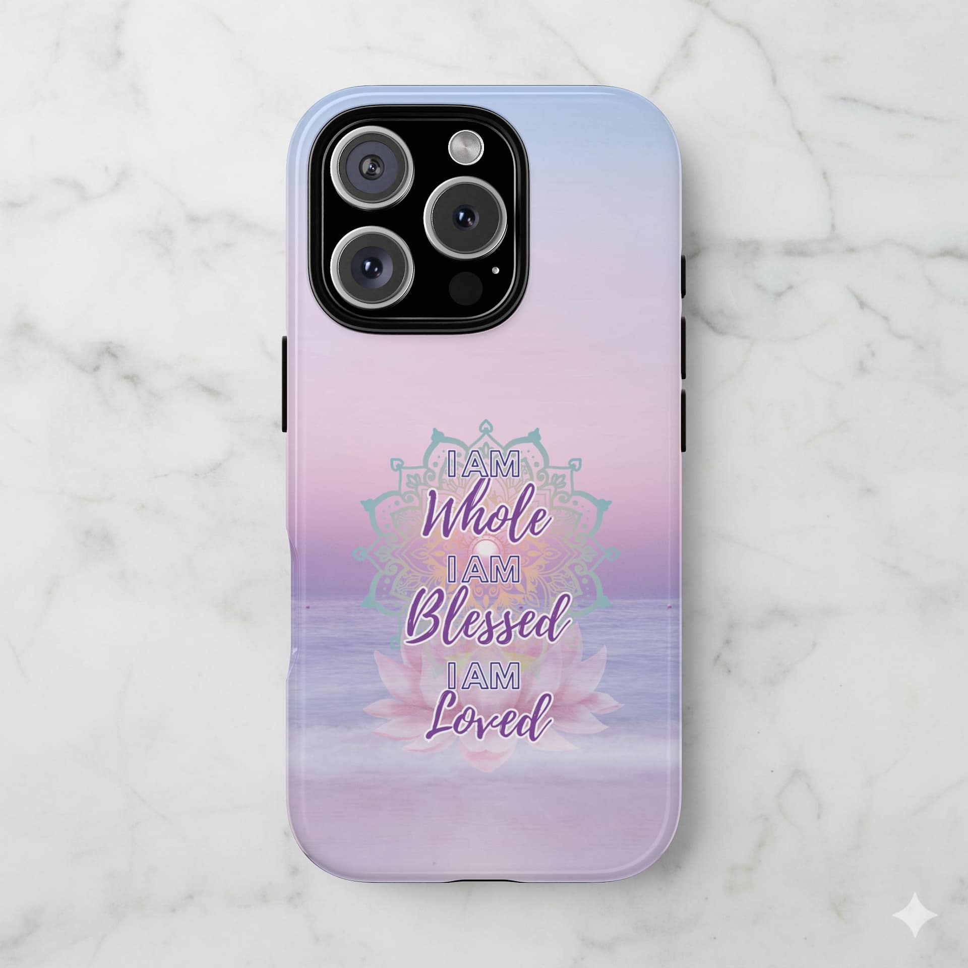 I Am Whole – Affirmation Tough Phone Case (Pink) - Image 3
