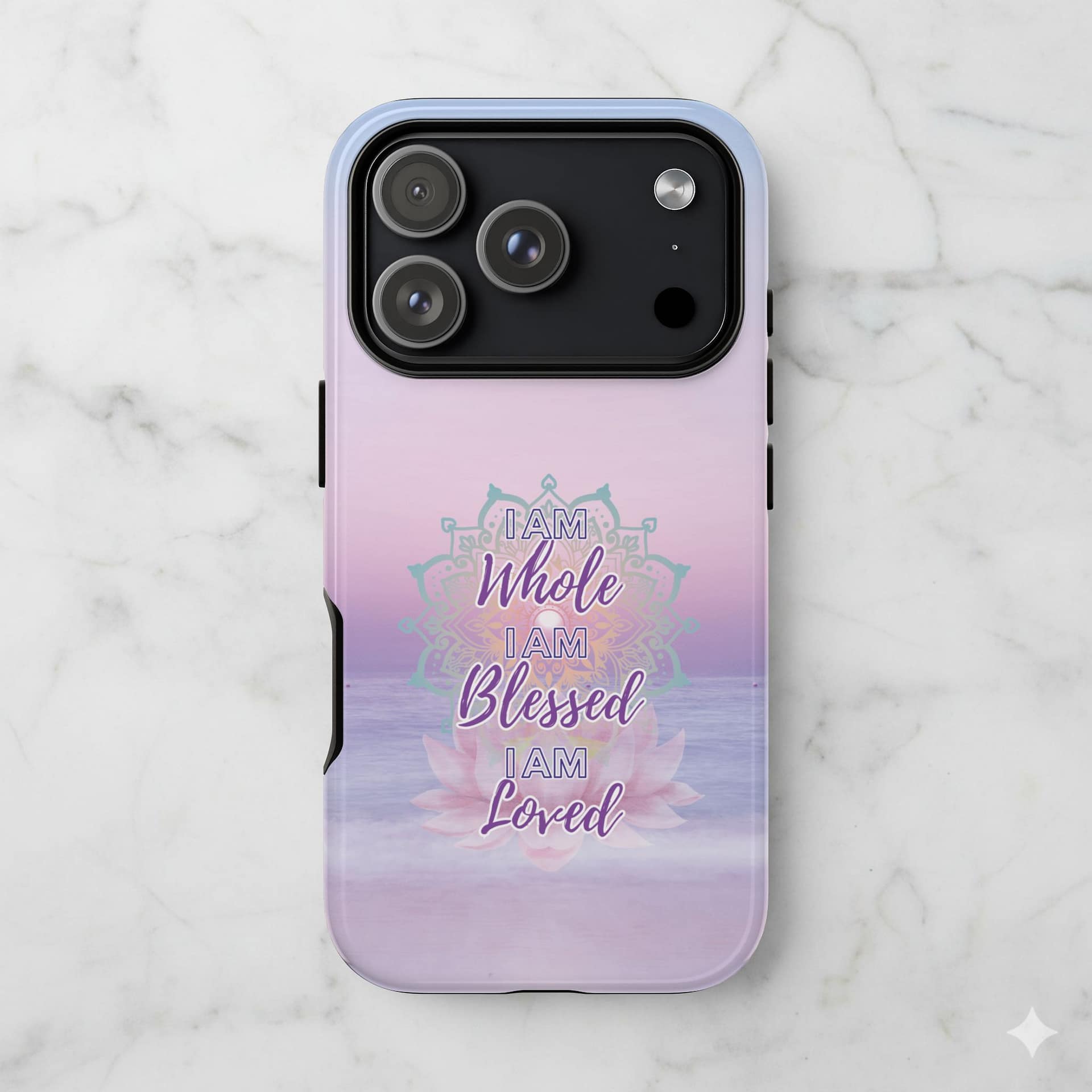 I Am Whole – Affirmation Tough Phone Case (Pink) - Image 5