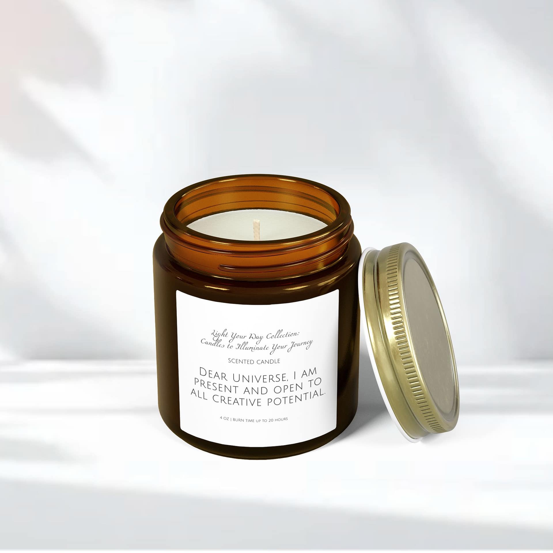 Open to Potential – Eco Manifestation Candle (Amber & White) - Image 4