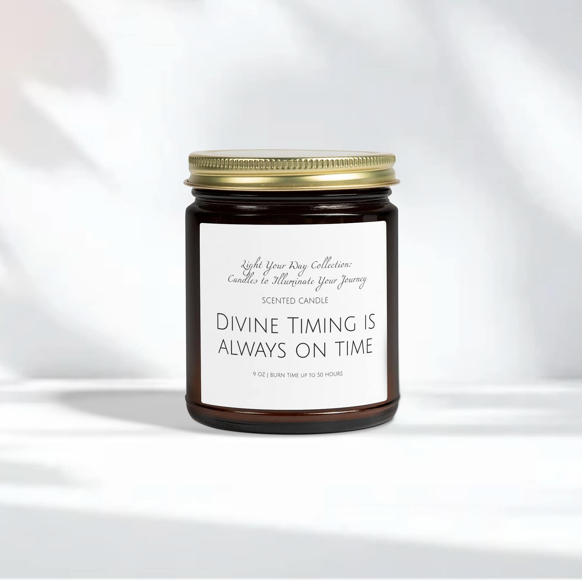 Divine Timing – Eco Manifestation Candle (Amber & White) - Image 5